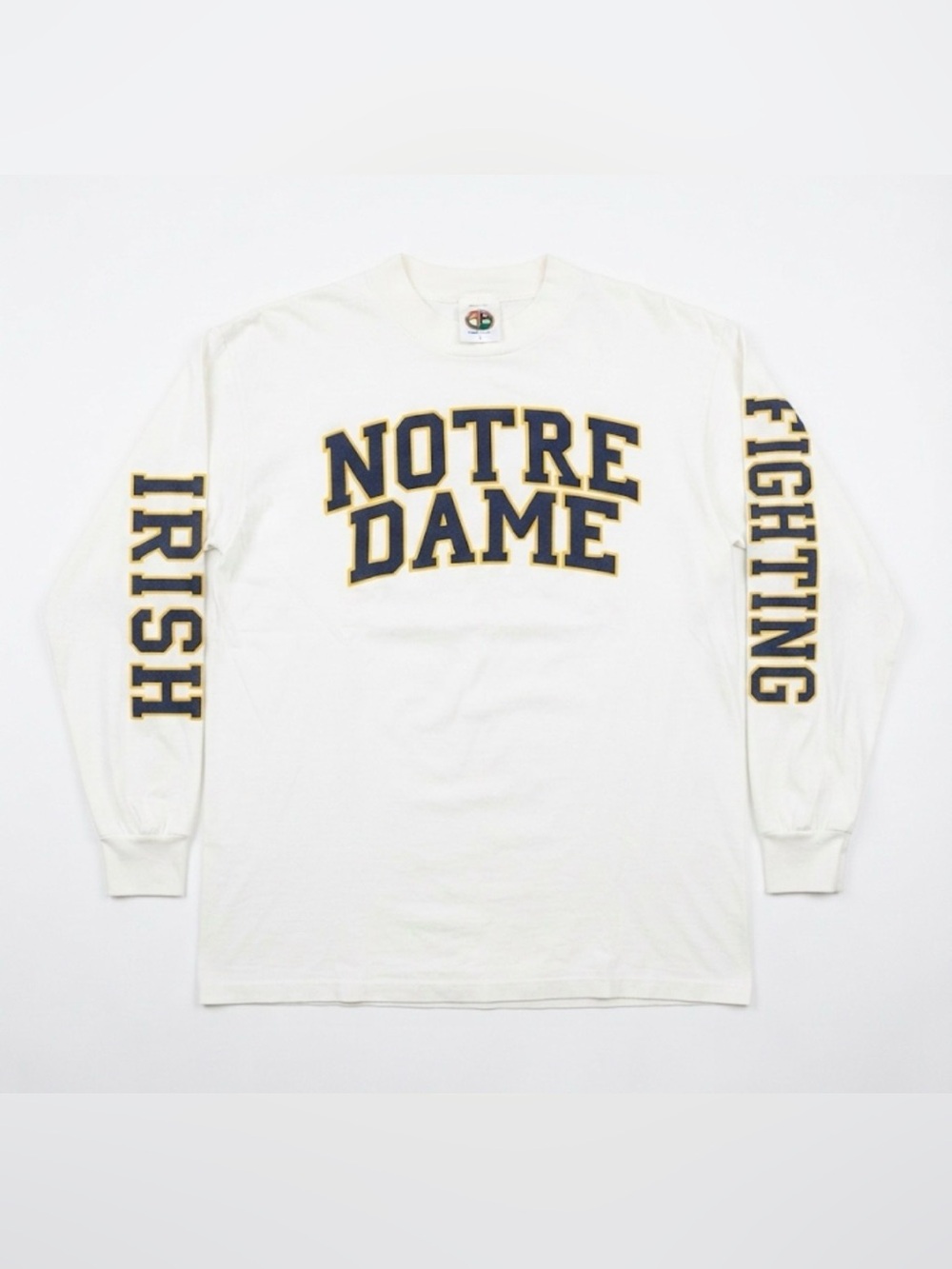 Vintage 90s Notre Dame Fighting Irish Long Sleeve T-Shirt Size L Made in USA